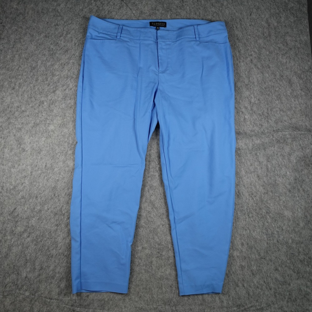 Eloquii Pants Women 18 Blue Tapered Leg Stretch Cotton Blend Workwear Office